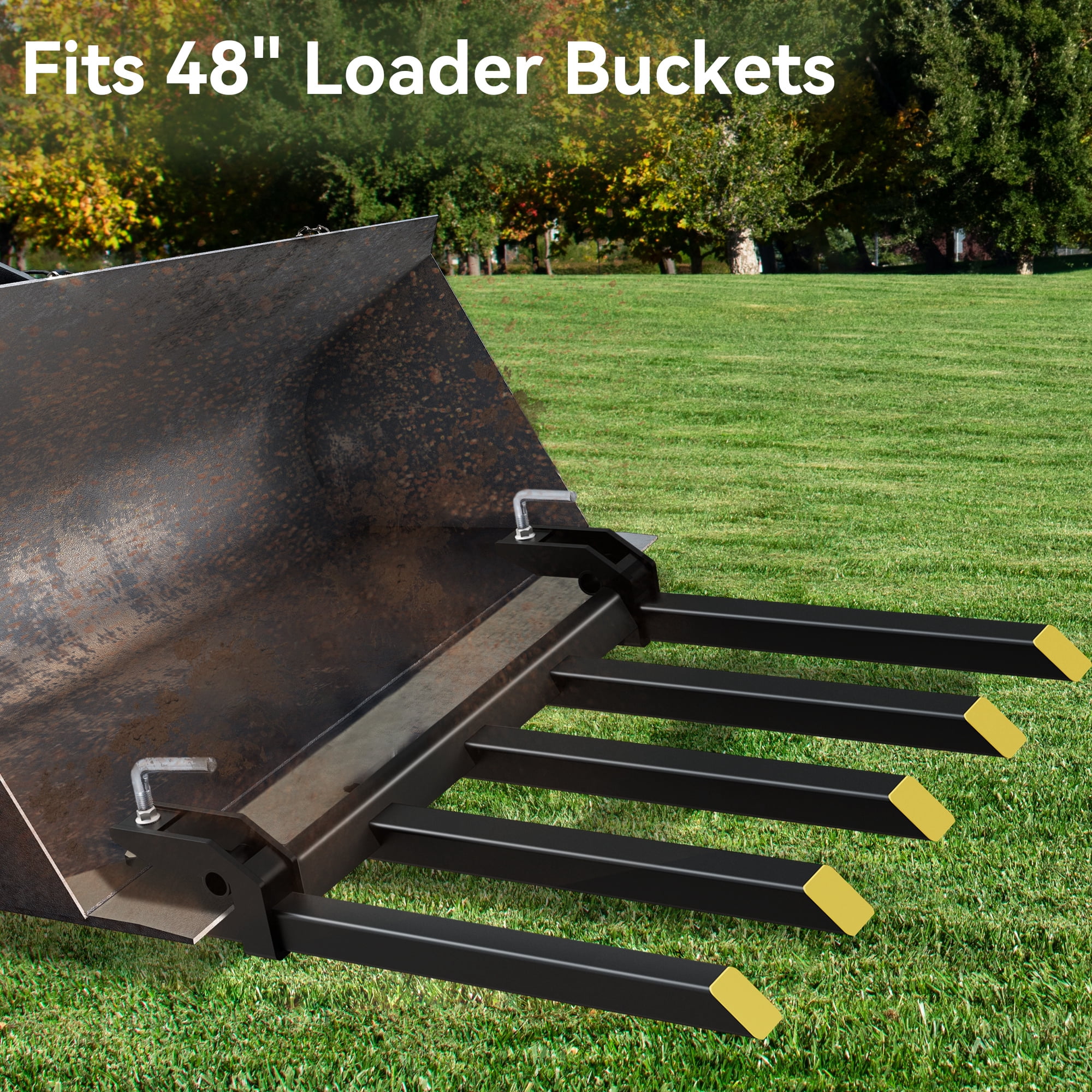 Dextrus Heavy Duty Clamp-on Pallet Forks 48 in 2500 lbs Capacity for Loader Bucket Skid Steer Tractor