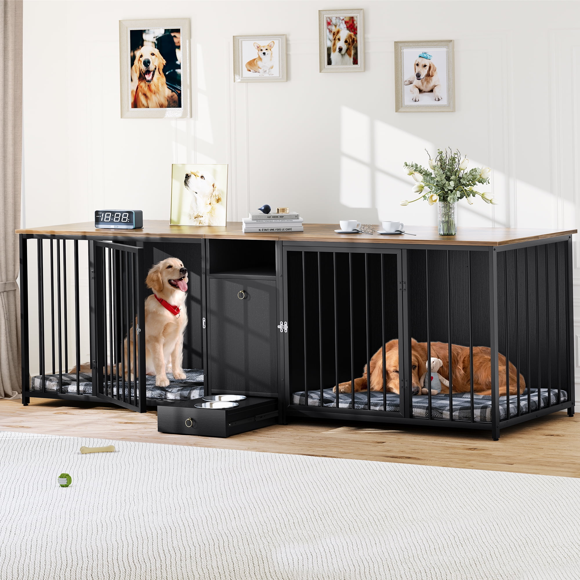 Dextrus Heavy Duty Dog Kennel with Room Divider and Drawer, 94.5" Large