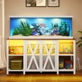 thumbnail image 1 of Dextrus Heavy Duty Metal Aquarium Stand with LED Light & Power Outlets – For 75-120 Gallon Tanks, White, 1 of 10