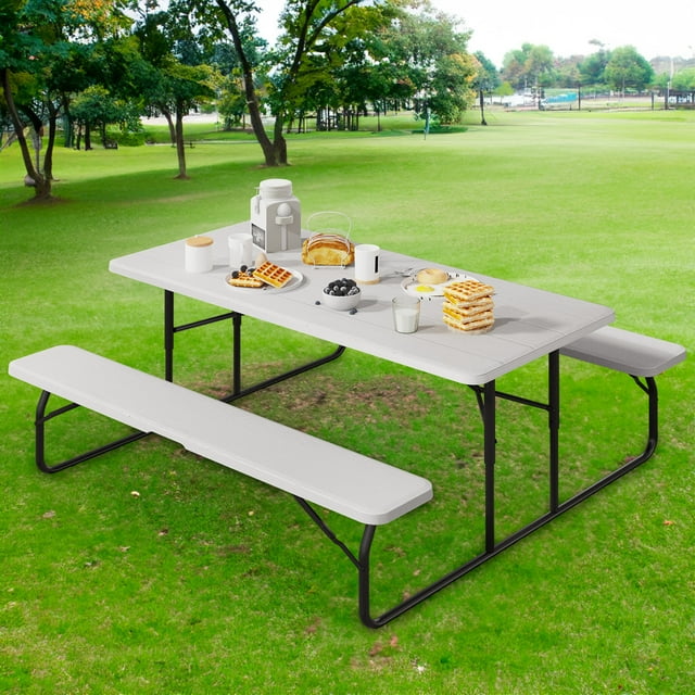 Dextrus Heavy Duty Folding Picnic Table & Bench, Weather Resistant