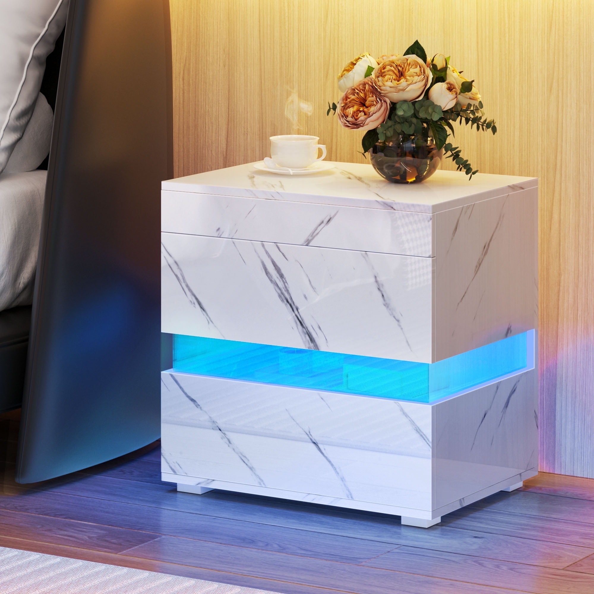 Dextrus High Gloss LED Nightstand, 22