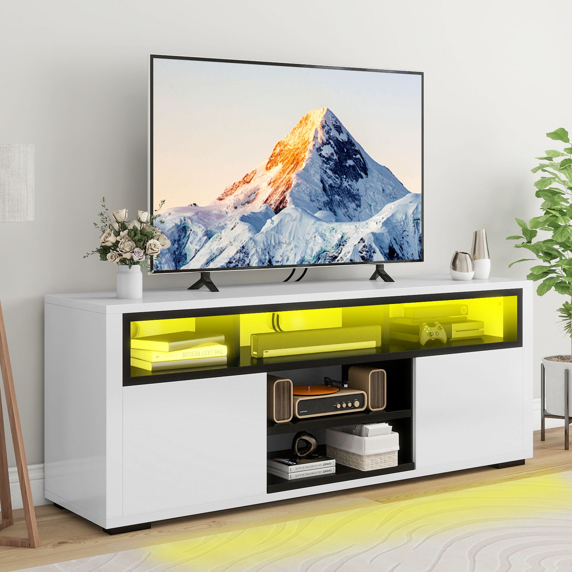 White gloss tv unit with storage discount