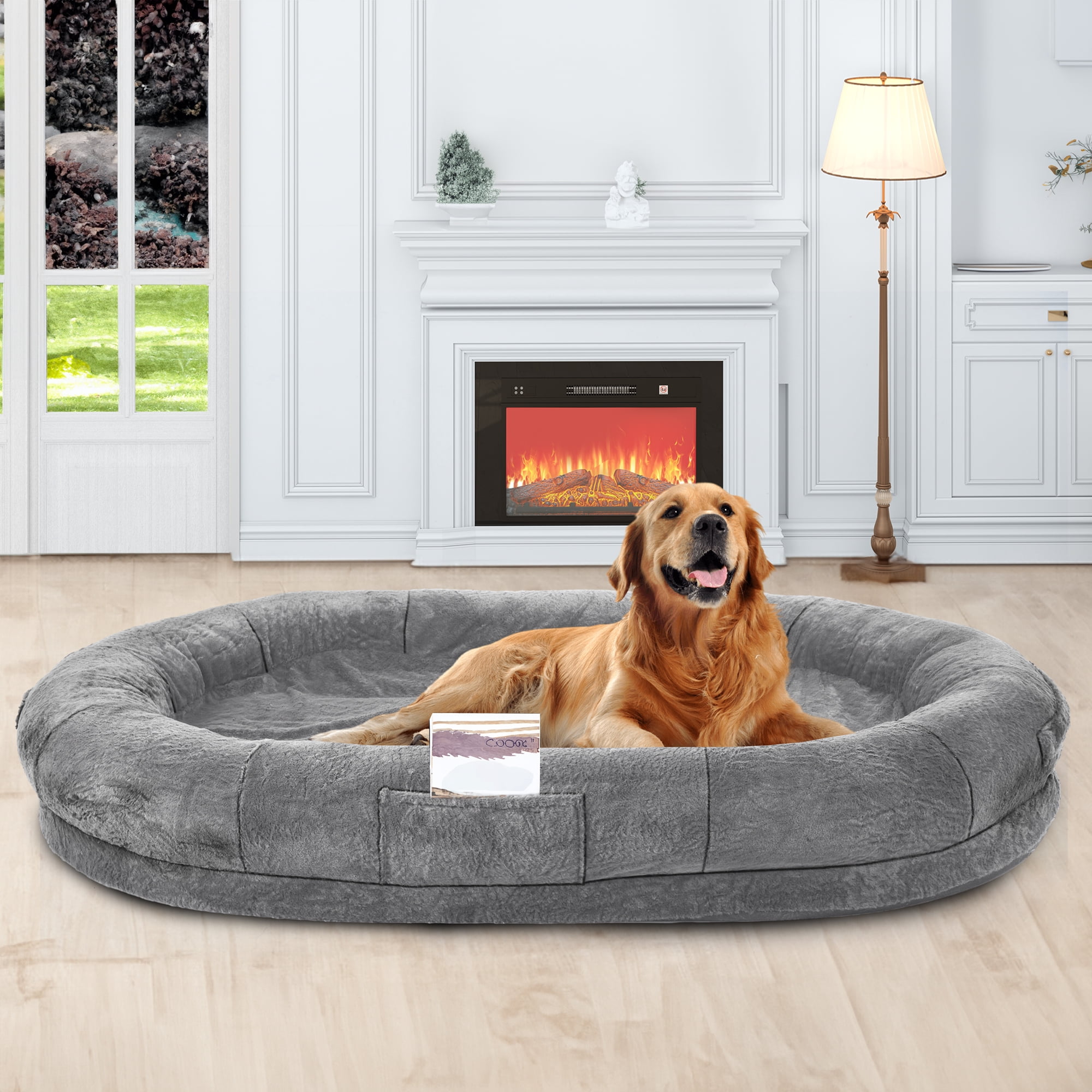 Dextrus Human Dog Bed,Oversized 72"x48"x10" Bed for Humans and Dogs, Orthopedic Comfort with Portable Storage Pocket