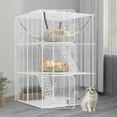 thumbnail image 1 of Dextrus Indoor Cat Cage with Extra Large Hammock for 1-2 Cats - DIY Cat Enclosure for Multiple Small Animals Cats, Ferret, Chinchilla, Rabbit,(28"L x 28"W x 41"H,White), 1 of 5
