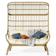 thumbnail image 1 of Dextrus Indoor Outdoor 2 Person Egg Chair With Cushion, All-Weather Wicker Patio Oversized Egg Lounger Loveseat Chair with 528lbs Capacity - Beige, 1 of 7