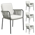 thumbnail image 1 of Dextrus Indoor Outdoor Dining Chair Set of 4, All-Weather Rope & Rattan Woven Chairs With 8 Beige Cushion, 4 Stackable Armchair - Gray, 1 of 8