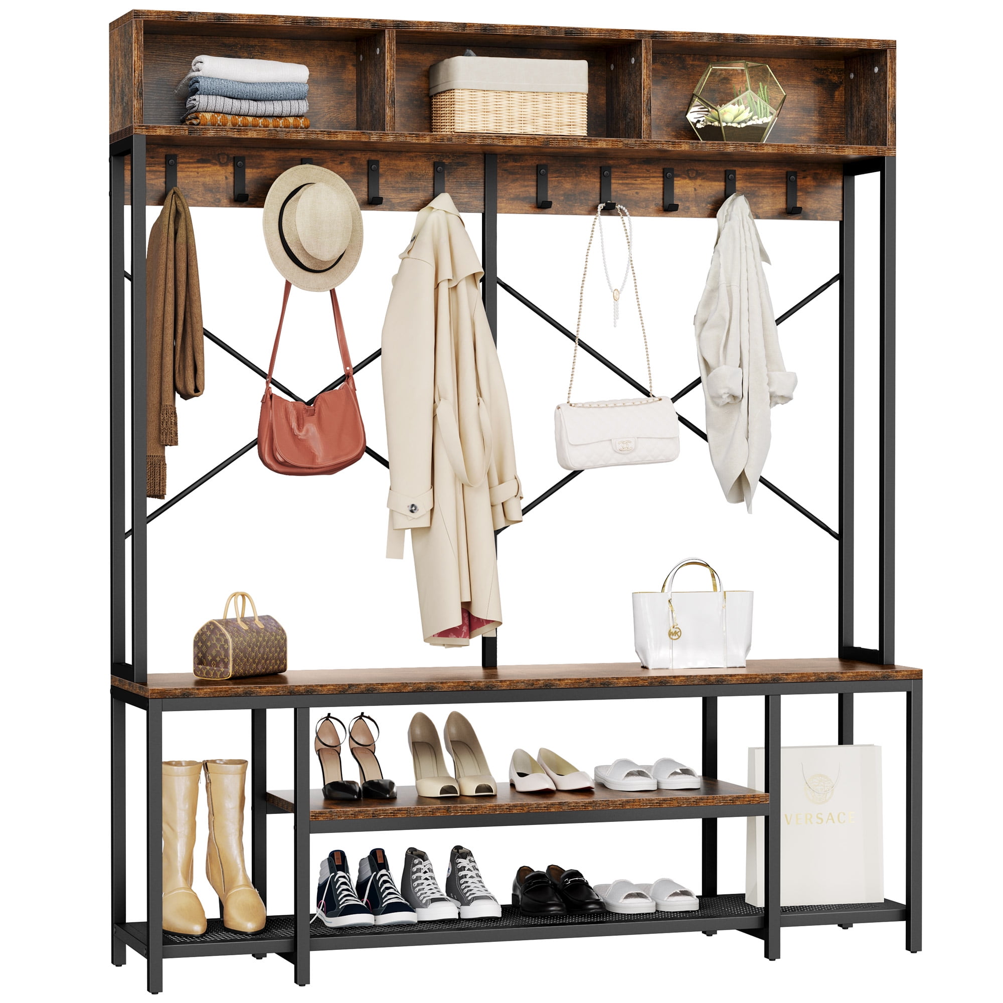 Industrial coat best sale rack with shelf