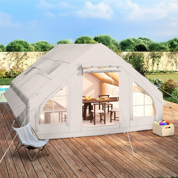 Dextrus Easy Setup 4 Season Waterproof Windproof Outdoor Blow Up Glamping Tent with Pump, Suitable for 2-6 people