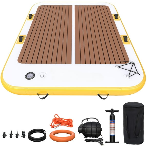Dextrus Inflatable Dock Platform PVC Floating Dock 8 x 6 ft ,4-6 People Inflatable Dock Platform for Pool Beach Ocean