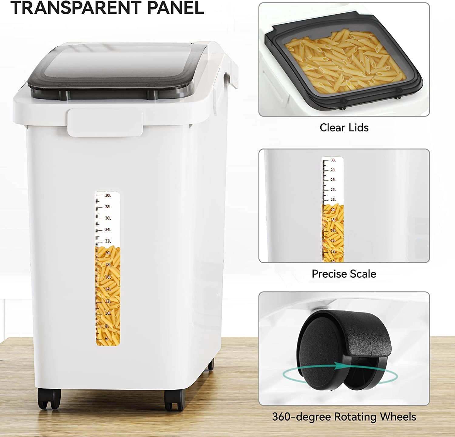 DEXTRUS White Polyethylene Terephthalate Airtight Ingredient Food Storage Containers
