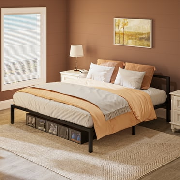 Dextrus King Size Bed Frame with Headboard/14 inch Platform/No Box Spring Needed