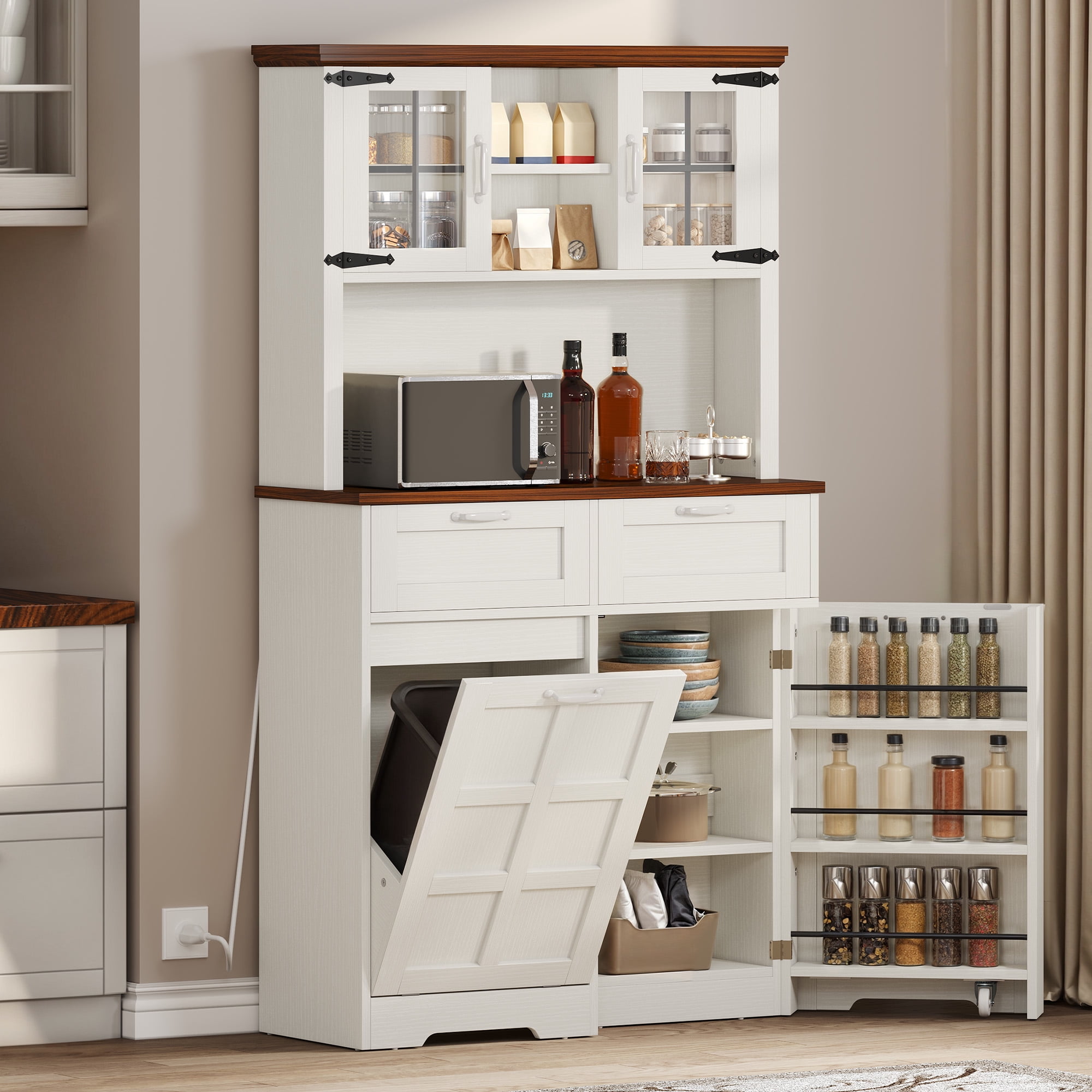 Dextrus Kitchen Pantry Cabinet Fits 10-gal Trash Can, Storage Cabinet ...