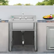 Dextrus Kitchen Sink Stainless Steel Single Bowl Freestanding Commercial Sink , Prep & Utility Washing Hand Basin for Restaurant, Laundry, Garage, Workshop Sink with Legs for Outdoor (29x25x37Inch)
