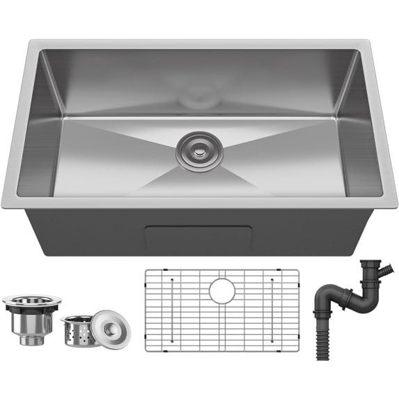 Dextrus Kitchen Sink, Undermount Sinks, 304 Stainless Steel Single Bow Sinks Household Dishwasher Sinks for Workstation, Prep Kitchen, and Bar Sink with Accessories, 30*18*9in
