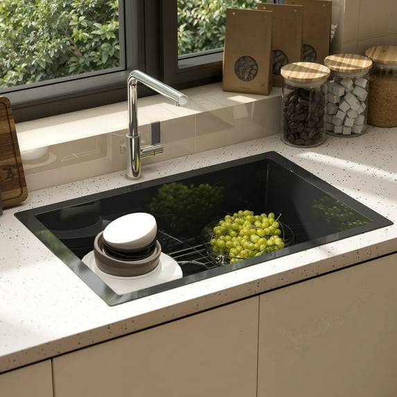 Dextrus Black Stainless Steel 23 x 18 x 9 Inch Single Bowl Undermount Sink