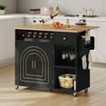 thumbnail image 1 of Dextrus Kitchen Storage Cart with Drawer & Wine Rack, 39.4"L Rolling Kitchen Island on Wheels, Black, 1 of 10