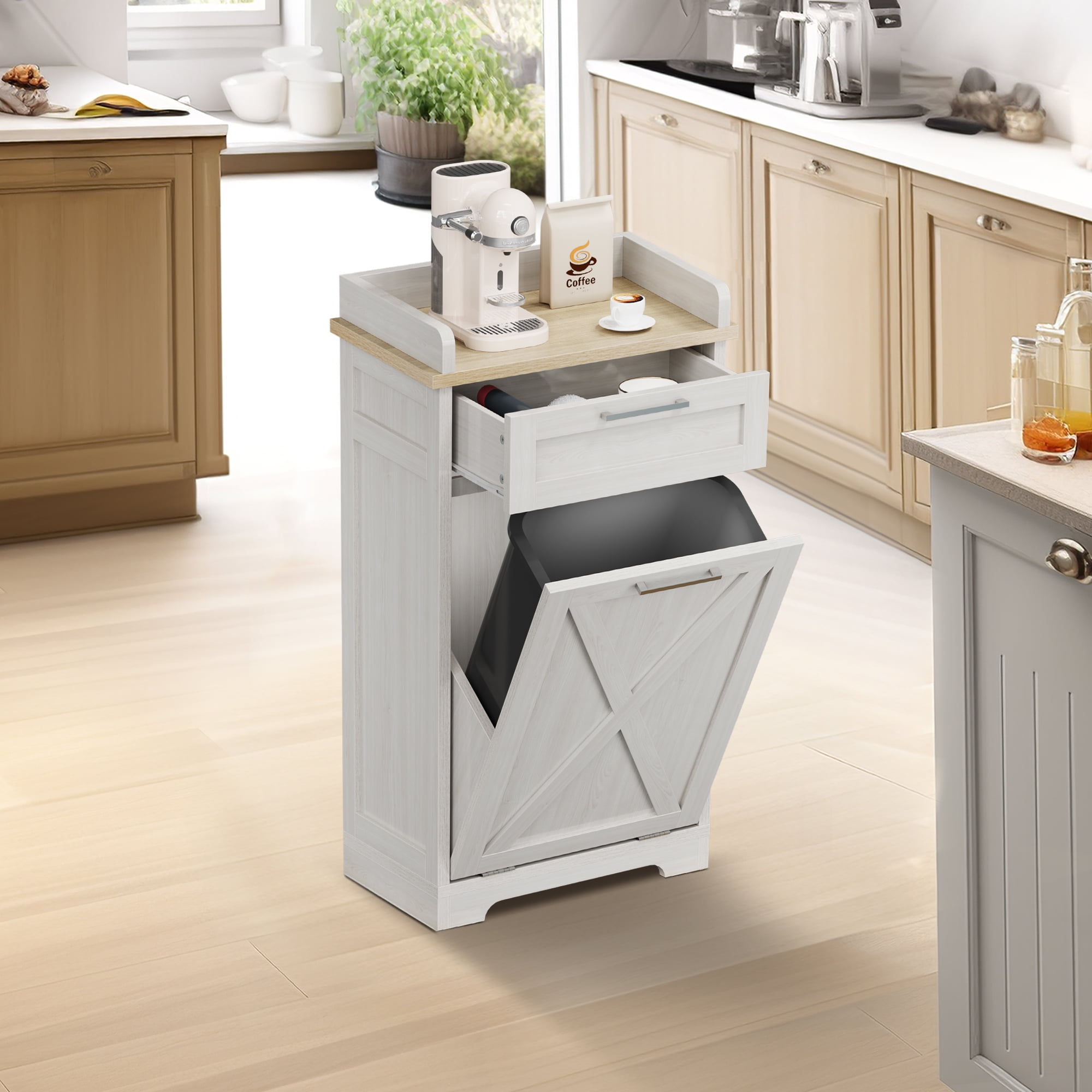 Dextrus Kitchen Tilt Out Trash Can 10 Gallon Freestanding