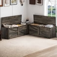 thumbnail image 1 of Dextrus L-Shaped Wood Farmhouse Storage Chest, Corner Dining Breakfast Bench with Hidden Storage, Black Oak, 1 of 10