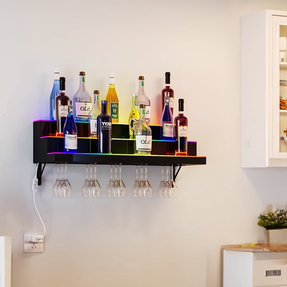 DEXTRUS Modern Acrylic Freestanding Portable 3-Tiers Wine Rack with 2 Bottle Openers and 2 Bottle Caps
