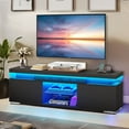 thumbnail image 1 of Dextrus LED TV Stand Entertainment Center with Power Outlets for 55/60/65 inch TVs, Black, 1 of 6