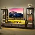 thumbnail image 1 of Dextrus LED TV Stand with Bookcase for Tvs up to 65", Entertainment Stand with Power Outlets, Gray, 1 of 6