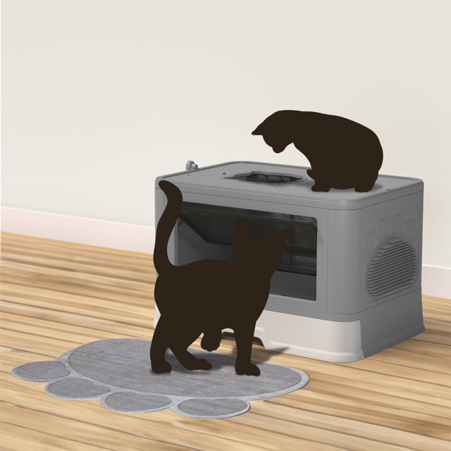 Dextrus Large Enclosed Cat Litter Box with Lid Cover&Litter Scoop,Front