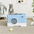 thumbnail image 1 of Dextrus Large Enclosed Cat Litter Box, Odorless Enclosed Design with Drawer, Lid Cover, Front Entry & Top Exit Door for Easy Cleaning - Blue, 1 of 6