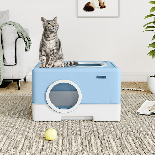Dextrus Large Enclosed Cat Litter Box, Odorless Enclosed Design with