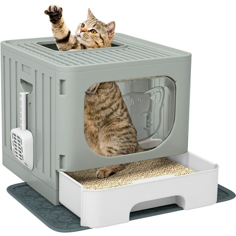 Dextrus Large Enclosed Cat Litter Box with Lid Drawer Type Easy to