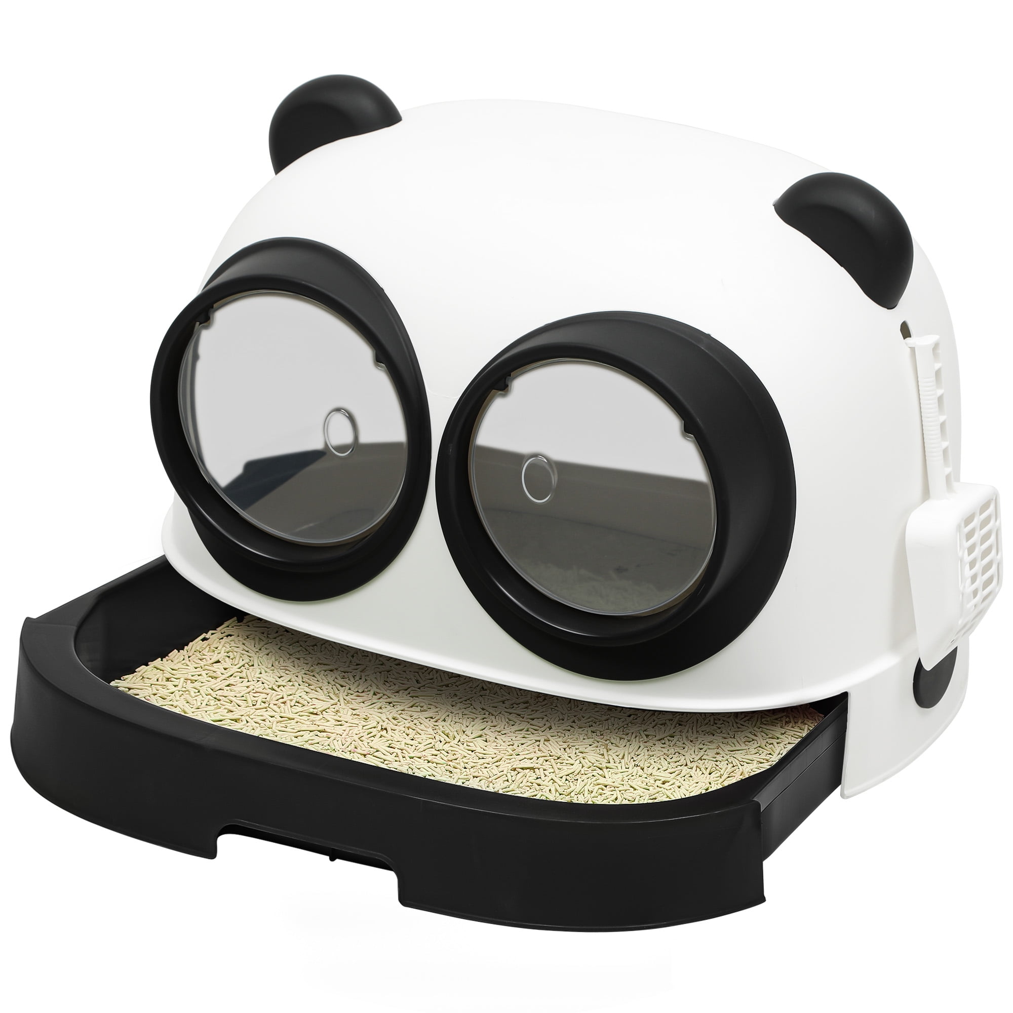 Dextrus Large Enclosed Cat Litter Box with Litter Scoop，Large