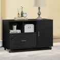 thumbnail image 1 of Dextrus Large Lateral File Cabinet with Lock, 1 Drawer Mobile File Cabinet for Printer Stand, Black, 1 of 7