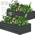 thumbnail image 1 of Dextrus Large Outdoor Raised Garden Bed Kit, Metal Planter Box for Plants, Vegetables, and Flowers, Includes 2 Gloves, Ground Nails, Support Rod, and Secure Edge Curling Design-8x4x1ft,Black, 1 of 7