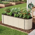 thumbnail image 1 of Dextrus Large Outdoor Raised Garden Bed Kit,Galvanized Garden Bed with Safety Rubber and Gloves,Ideal for Patio Planting of Vegetables, Flowers, Fruits-8ftx2ftx2ft,White, 1 of 7