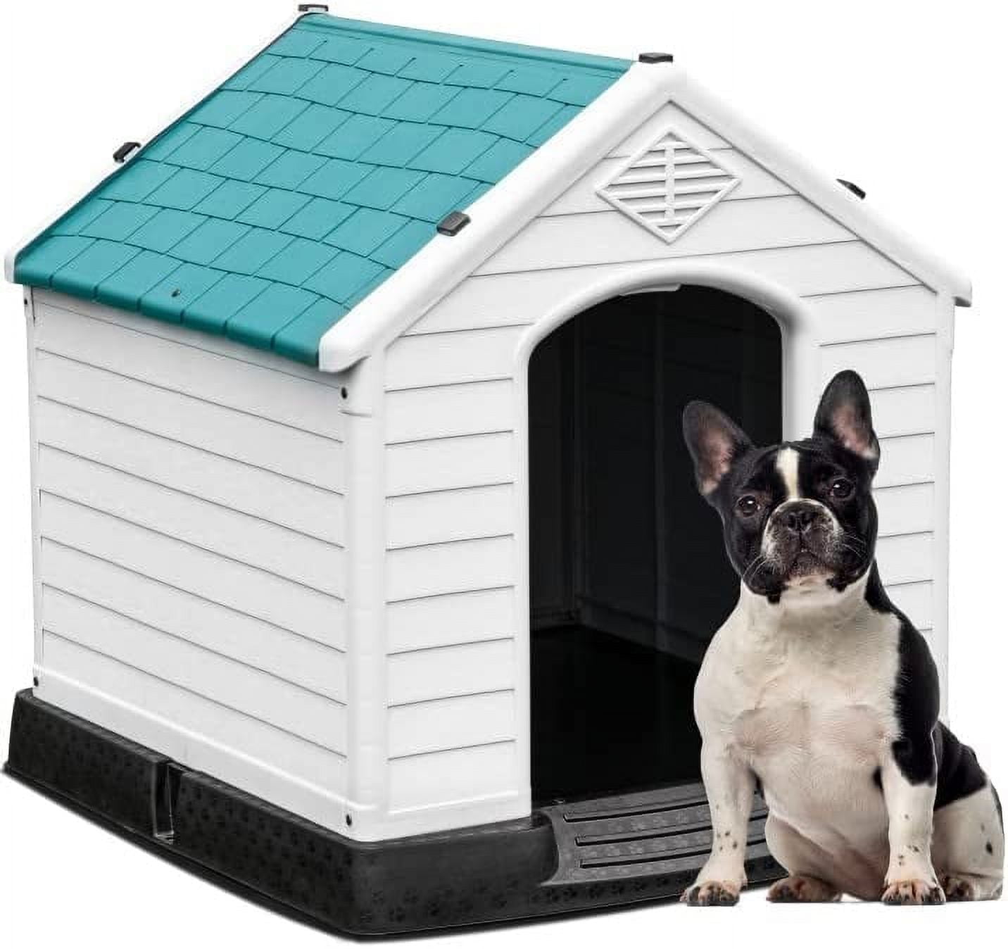 Dextrus Large Plastic Dog House with Air Vents and Elevated Floor