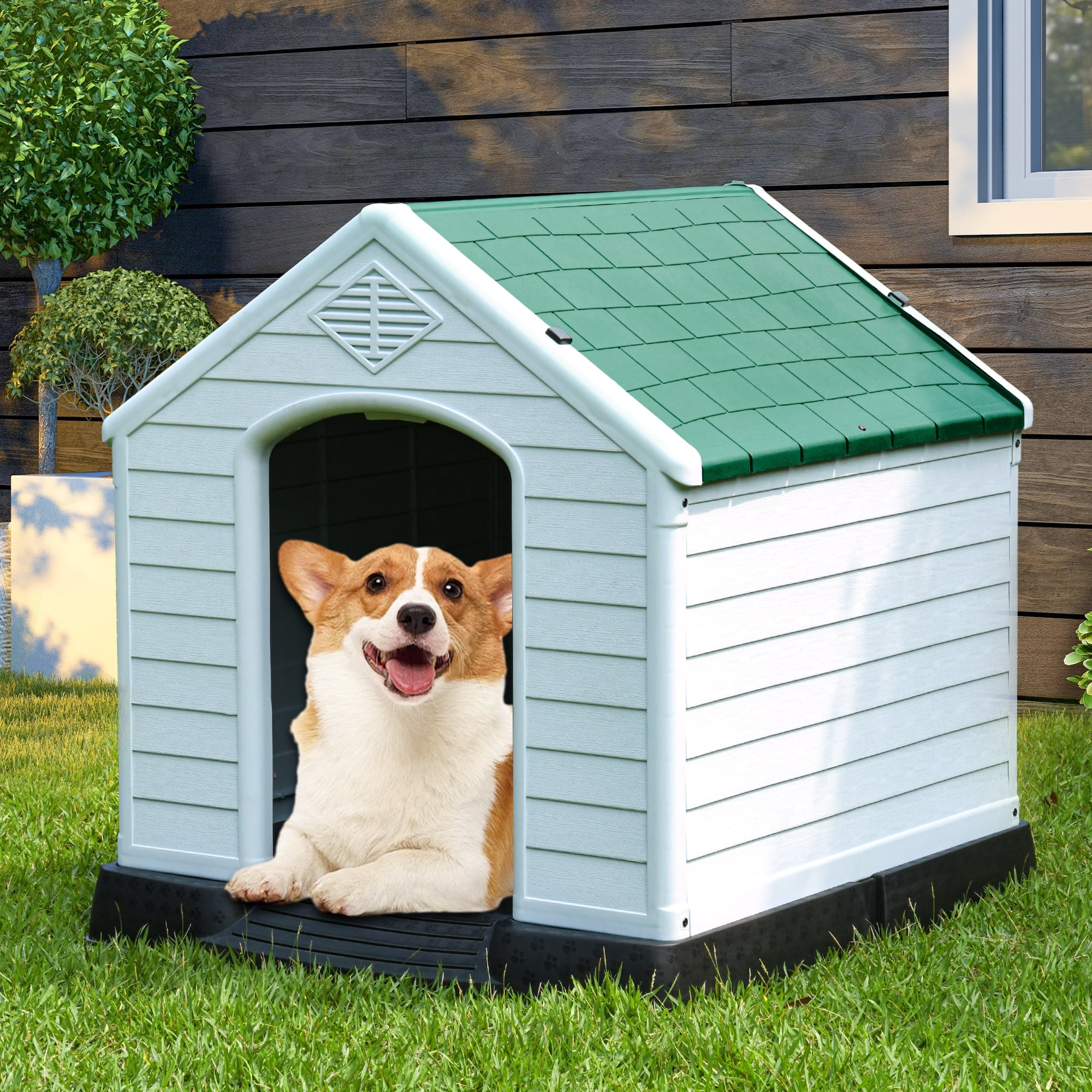 Dextrus Large Plastic Dog House Outdoor Indoor Dog Puppy Shelter