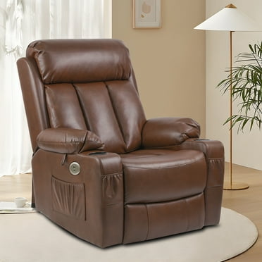 Dextrus  Lift Recliner Chair Oversize Electric Power Lift Massage Heated Leather Sofa  for Elderly 2 Cup Holders, 2 Side & Front Pockets and Remote Control
