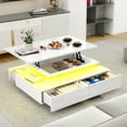 thumbnail image 1 of Dextrus Lift Top LED Coffee Table, Modern Living Room Tables with 4 Spacious Drawers, White, 1 of 9