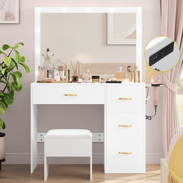 Makeup vanity with sale light up mirror