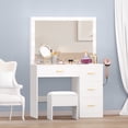 thumbnail image 1 of Dextrus Makeup Vanity Ensemble,Generously Sized Illuminated Mirror, Vanity Featuring Electrical Outlet, 3 Versatile Lighting Modes, Customizable Brightness, and 4 Storage Drawers for Women Girls, 1 of 5