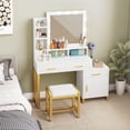 thumbnail image 1 of DEXTRUS 3 Drawers Makeup Vanity with Adjustable Lighting and Power Outlet, White, 1 of 10
