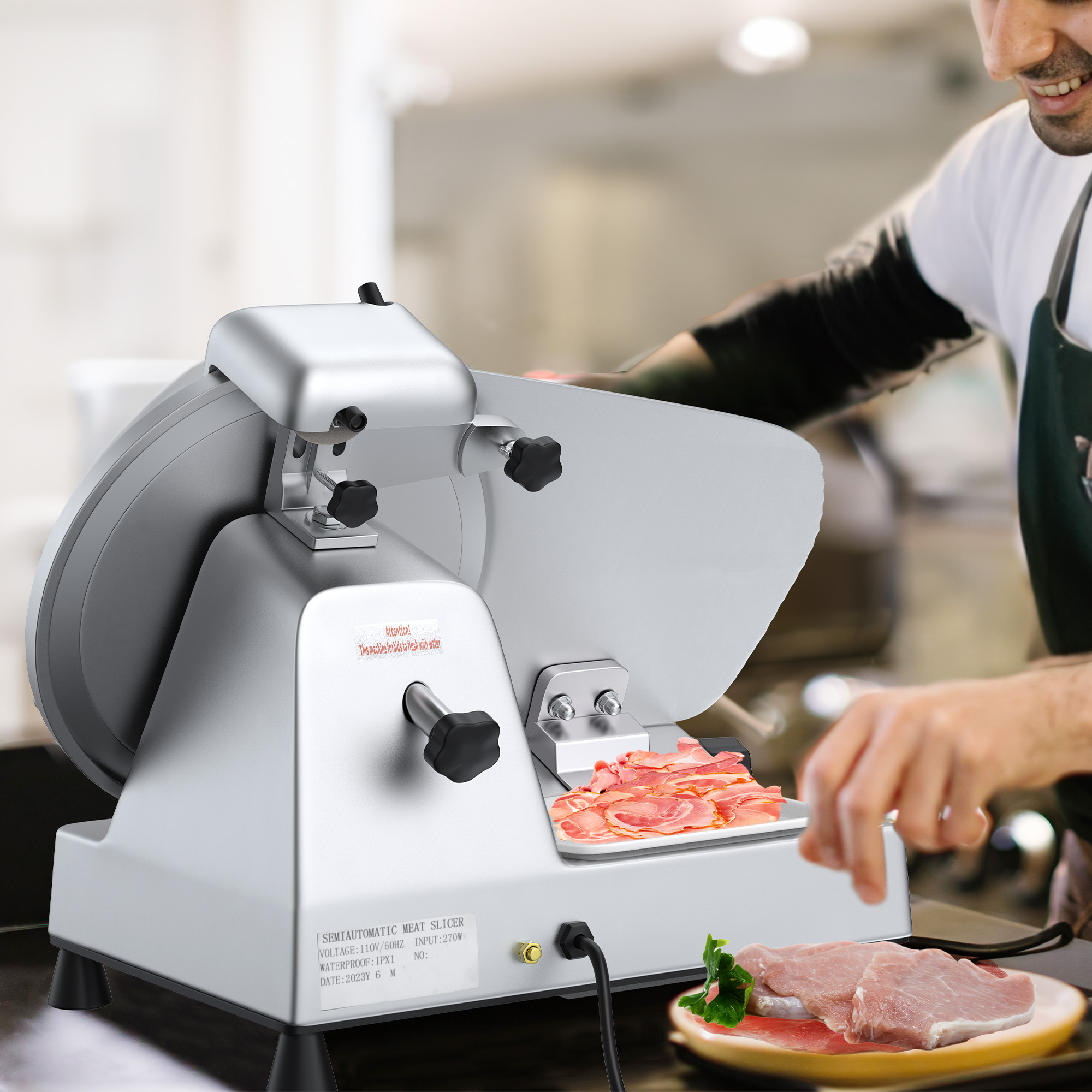 Dextrus Meat Slicer, 240W Electric Frozen Meat Slicer with 10" Hard