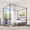 thumbnail image 1 of Dextrus Metal Canopy Four Poster Bed Frame, No Box Spring Needed, Black, 1 of 7