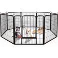 thumbnail image 1 of Dextrus Metal Dog Playpen Dog Fence 8 Panels Indoor Outdoor Heavy Duty Portable Foldable Kennel with Removable Food Tray for Puppy Dog Cats Rabbits Kittens, Black, 1 of 7
