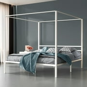 Dextrus Metal Four Poster Canopy Bed Frame - 14 inch King Size,No Box Spring Required