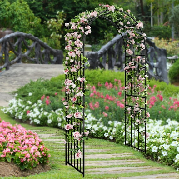 Dextrus Metal Garden Arch Trellises, Metal Garden Arbor for Outdoor Plant Climbing, Wedding Arches for Ceremony,Ideal for Lawn, Patio and Backyard