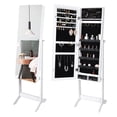 thumbnail image 1 of Dextrus Mirrored Jewelry Cabinet Armoire with Full Length Mirror, Standing Large Capacity 2 in 1 Jewelry Armoire Organizer with 2 Drawers, 3 Angel Adjustable - White, 1 of 11