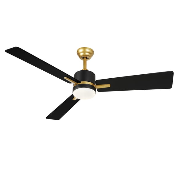 Dextrus Modern Ceiling Fan With Light and Remote Control & APP Control, 48 Inch 3-Blade Downrod Mount Smart Ceiling Fan - Black & Gold