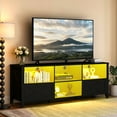 thumbnail image 1 of Dextrus Modern TV Cabinet with Vibrant LED Lights, 70" Entertainment Center, Fits TVs up to 80", Black, 1 of 7