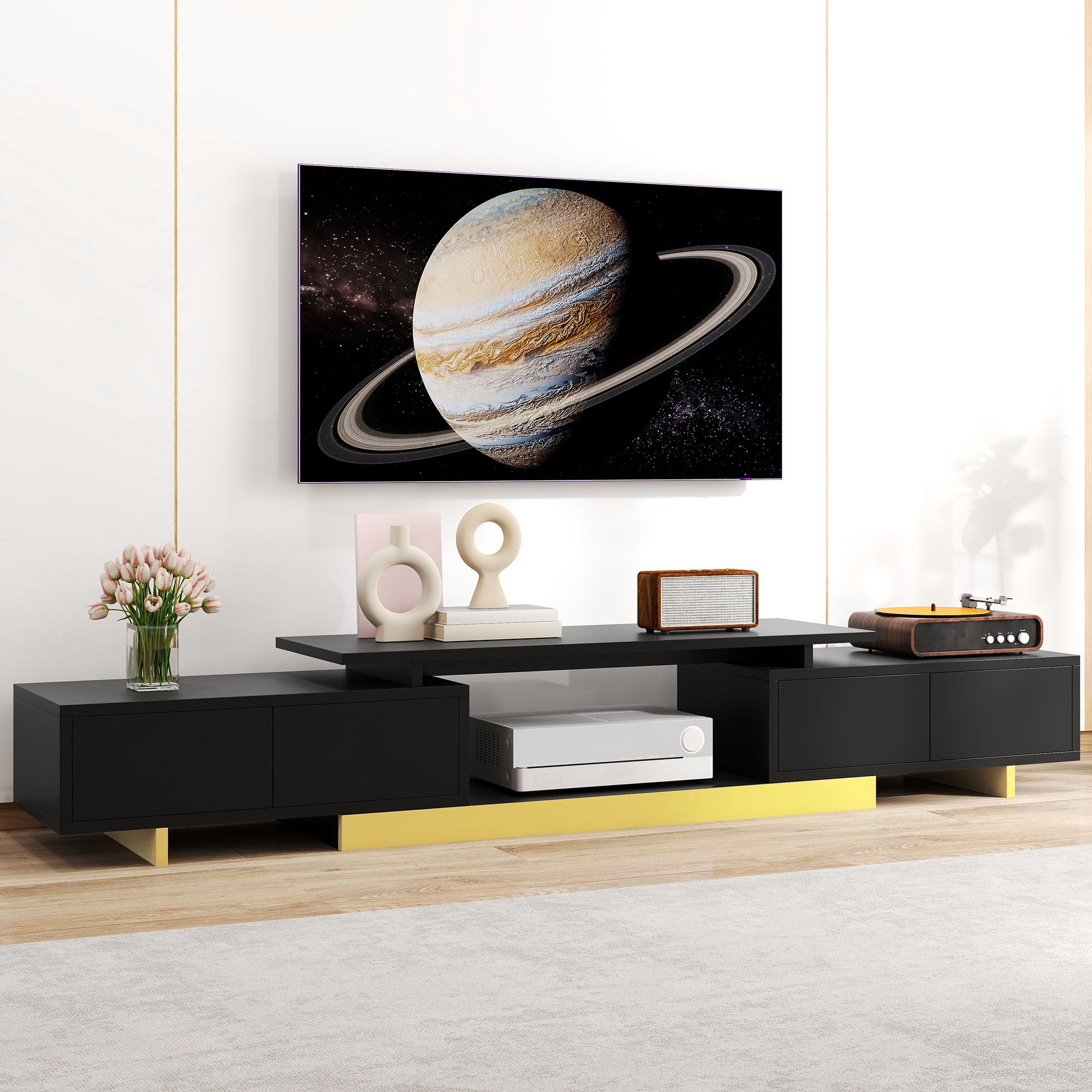 Dextrus Modern TV Stand for Living Room w/ Ample Storage, Extendable ...
