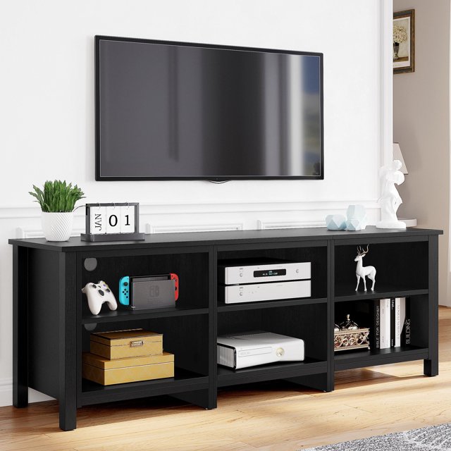 Dextrus Modern TV Stand for TV up to 80 inch, Classic 6 Cubby DIY Media
